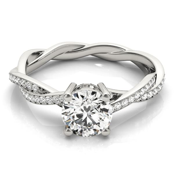 Twisting Round Engagement Ring, style 84905, On hand view in white gold or platinum