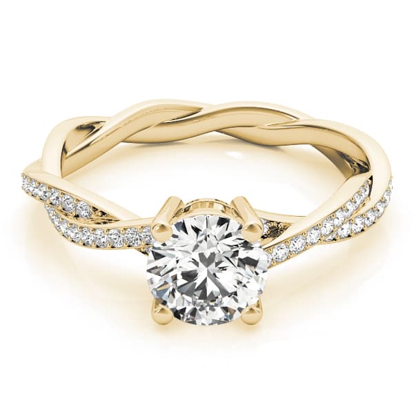 Twisting Round Engagement Ring, style 84905, Top view in yellow gold