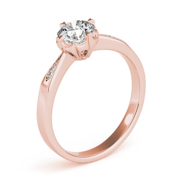 Solitaire Engagement Ring, style 84906, Angle view in rose gold