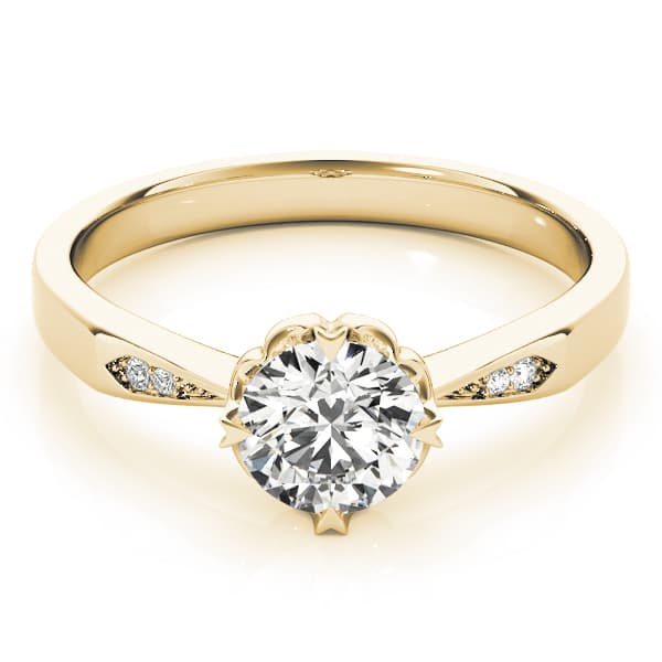 Solitaire Engagement Ring, style 84906, On hand view in yellow gold