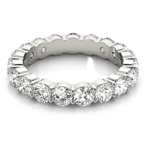 Shared Prong Eternity Wedding Bands (1.15 ct. tw.), On hand view in white gold or platinum