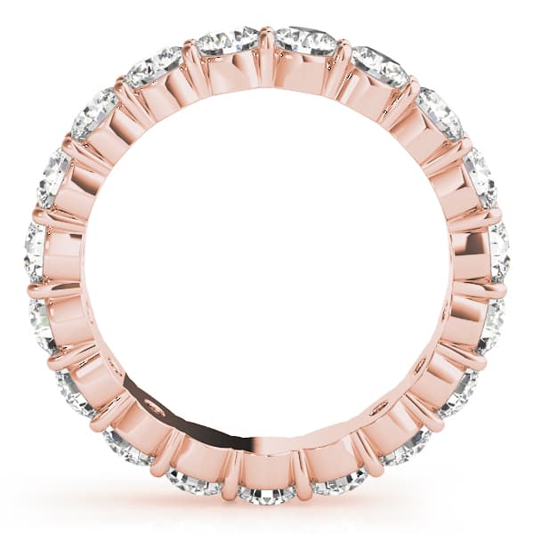 Shared Prong Eternity Wedding Bands (3.2 ct. tw.), Side view in rose gold