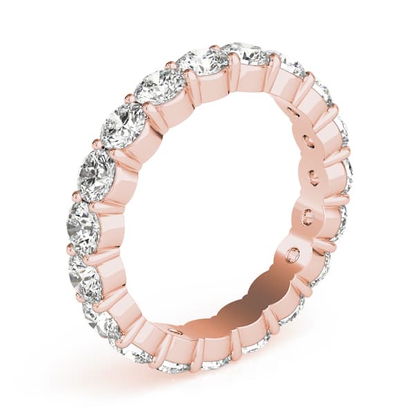 Shared Prong Eternity Wedding Bands (3.2 ct. tw.), Top view in rose gold