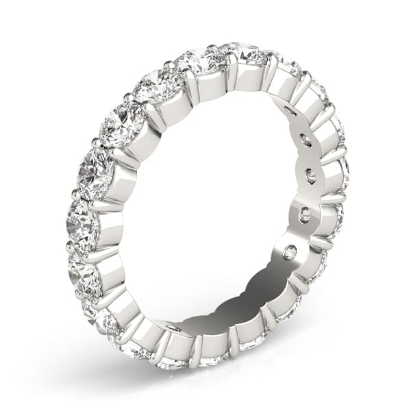 Shared Prong Eternity Wedding Bands (1.15 ct. tw.), Top view in white gold or platinum