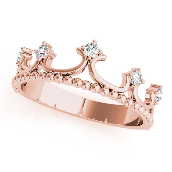 Crown Ring (0.15 ct. tw.), Front view in rose gold