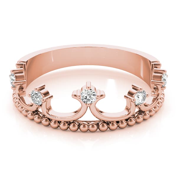 Crown Ring (0.15 ct. tw.), On hand view in rose gold