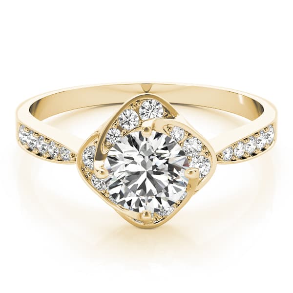 Engagement Ring, style 84910, On hand view in yellow gold