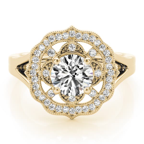 Engagement Ring, style 84911, On hand view in yellow gold