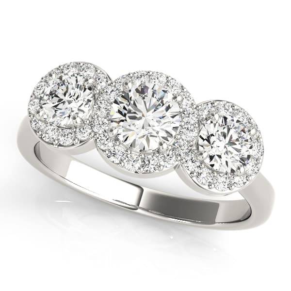 3-Stone Round Halo Engagement Ring — style 84912 in 10k White Gold
