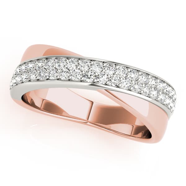 Double Row Twisted Wedding Bands (0.4 ct. tw.), Front view in rose gold