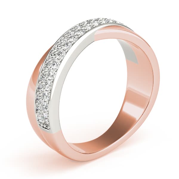 Double Row Twisted Wedding Bands (0.4 ct. tw.), Angle view in rose gold