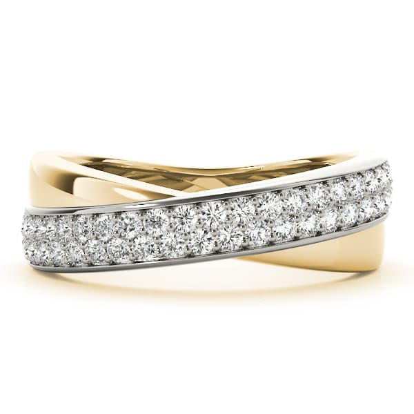 Double Row Twisted Wedding Bands (0.4 ct. tw.), On hand view in yellow gold