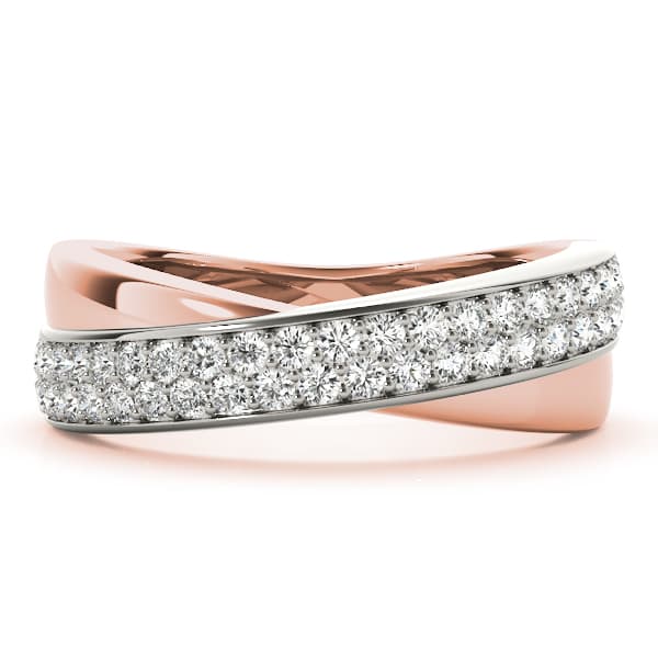 Double Row Twisted Wedding Bands (0.4 ct. tw.), On hand view in rose gold