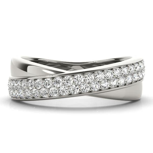 Double Row Twisted Wedding Bands (0.4 ct. tw.), On hand view in white gold or platinum