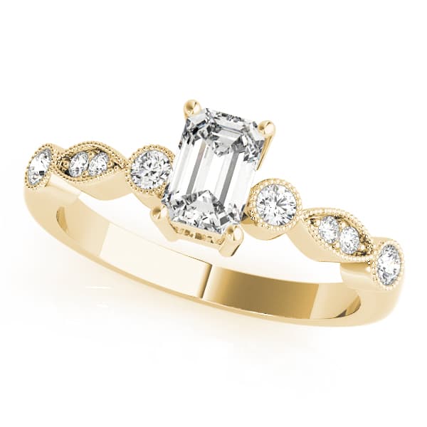 Emerald Cut Fashion Ring (0.2 ct. tw.), Front view in yellow gold