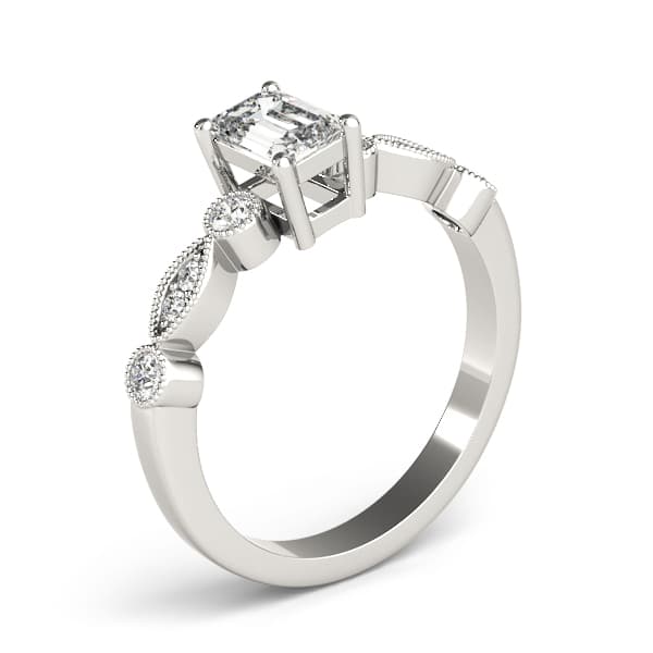 Emerald Cut Fashion Ring (0.2 ct. tw.), Angle view in white gold or platinum
