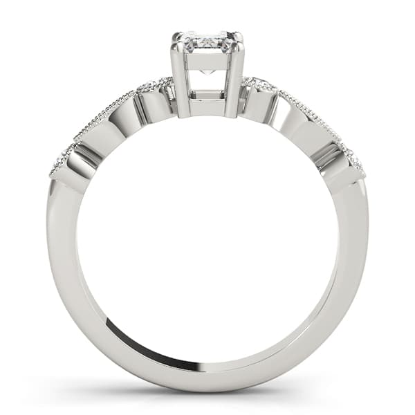 Emerald Cut Fashion Ring (0.2 ct. tw.), Side view in white gold or platinum