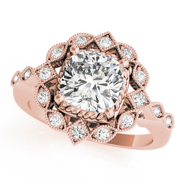 Cushion Gemstone Ring, style 84917, Front view in rose gold