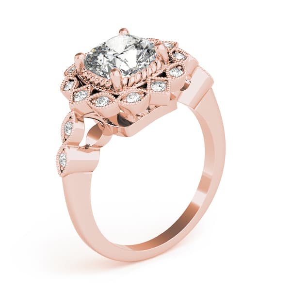 Cushion Gemstone Ring, style 84917, Angle view in rose gold