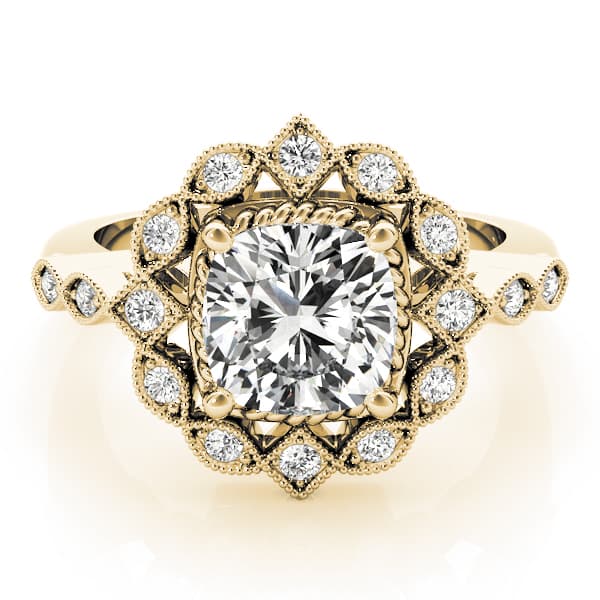Cushion Gemstone Ring, style 84917, On hand view in yellow gold