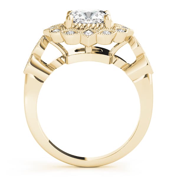 Cushion Gemstone Ring, style 84917, Side view in yellow gold