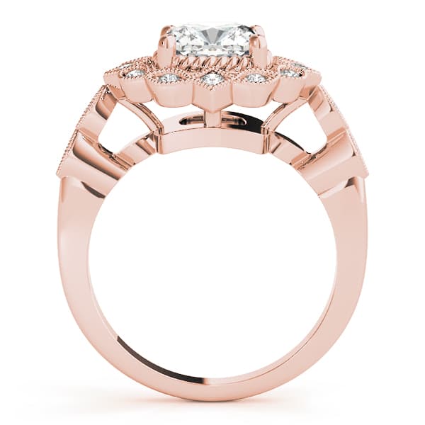Cushion Gemstone Ring, style 84917, Side view in rose gold