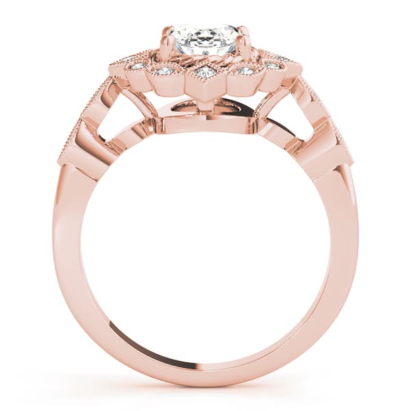 Oval Halo Vintage Engagement Ring, style 84918, Side view in rose gold
