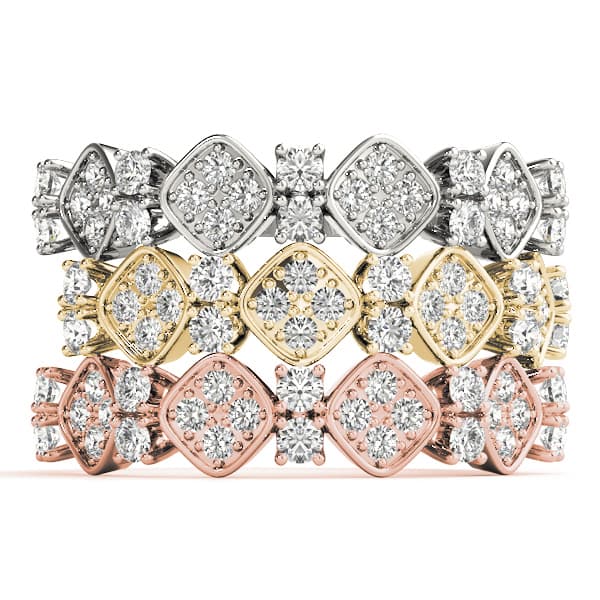 Prong Set Stackable Wedding Bands (3/8 ct. tw.), Top view in white gold or platinum
