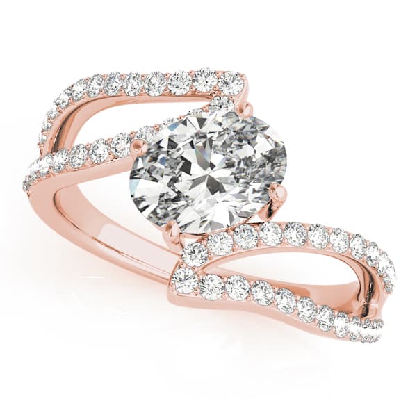 Oval 8x6 Gemstone Ring (3/8 ct. tw.), Front view in rose gold