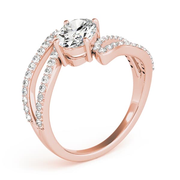 Oval 8x6 Gemstone Ring (3/8 ct. tw.), Angle view in rose gold