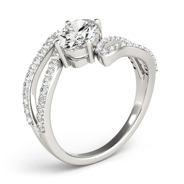 Oval 8x6 Gemstone Ring (3/8 ct. tw.), Angle view in white gold or platinum