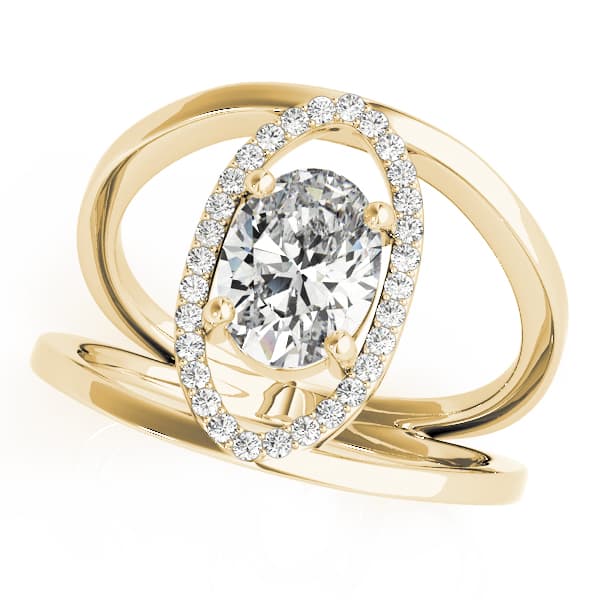 Split Shank Oval-Cut Engagement Ring, style 84925, Front view in yellow gold