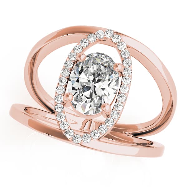 Split Shank Oval-Cut Engagement Ring, style 84925, Front view in rose gold