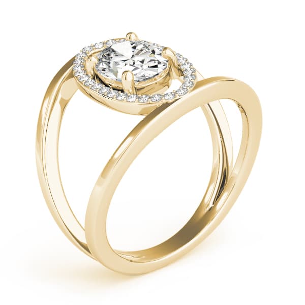 Split Shank Oval-Cut Engagement Ring, style 84925, Angle view in yellow gold