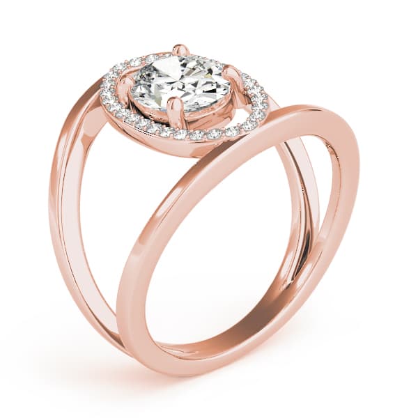 Split Shank Oval-Cut Engagement Ring, style 84925, Angle view in rose gold