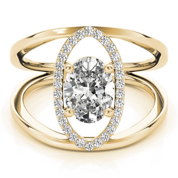 Split Shank Oval-Cut Engagement Ring, style 84925, On hand view in yellow gold