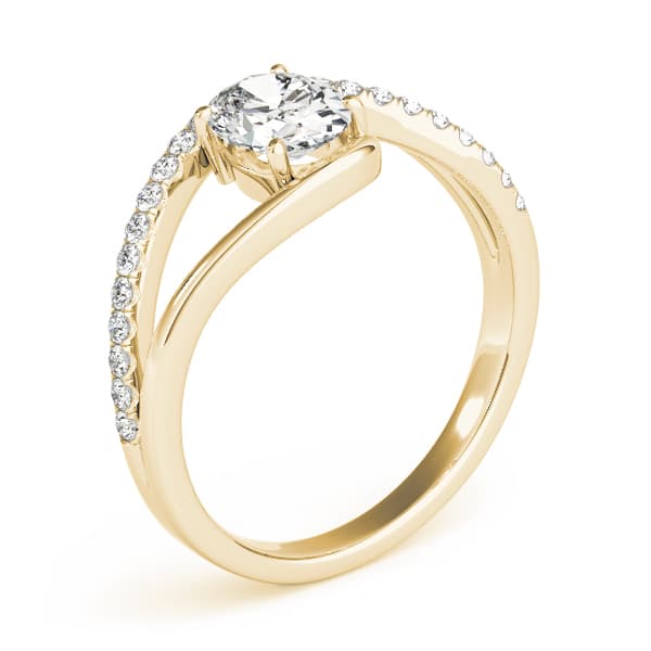 Oval 7x5 Gemstone Ring (0.17 ct. tw.), Angle view in yellow gold