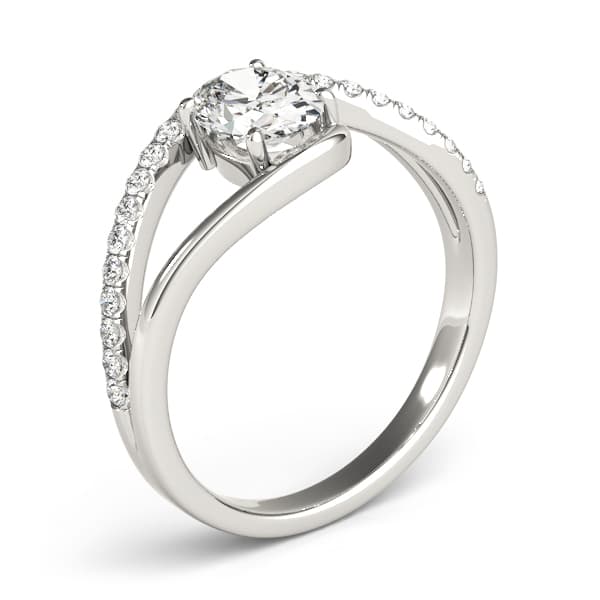 Oval 7x5 Gemstone Ring (0.17 ct. tw.), Angle view in white gold or platinum