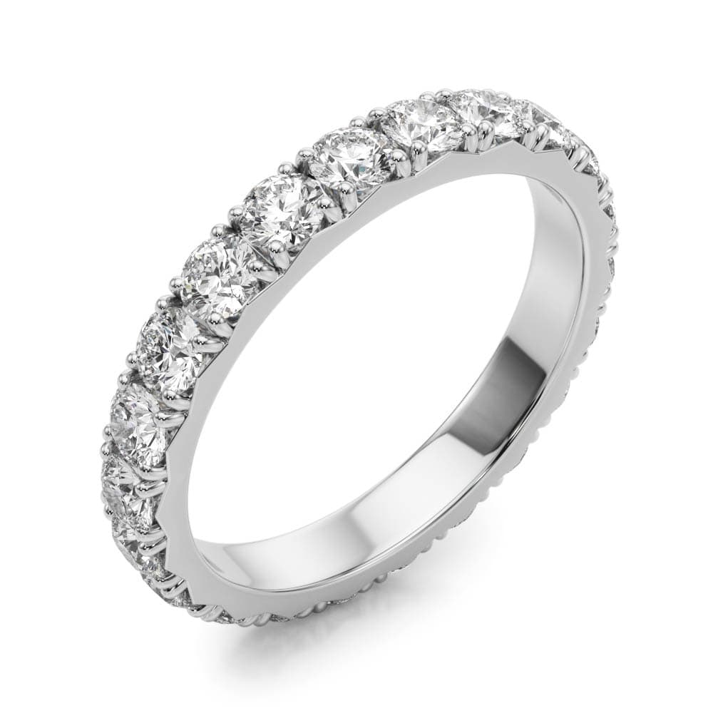 French-Cut Eternity Wedding Band (0.53 ct. tw.), Angle view in white gold or platinum