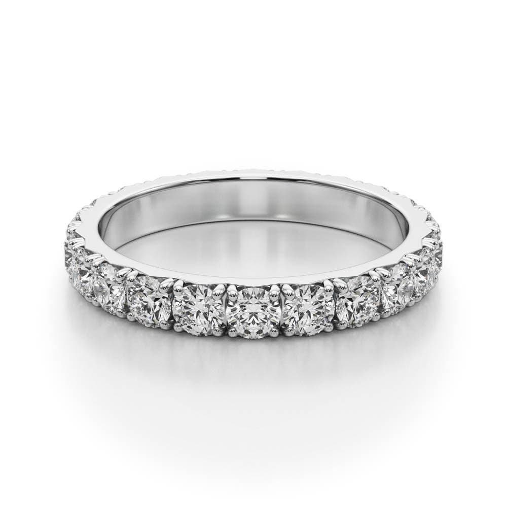 French-Cut Eternity Wedding Band (0.53 ct. tw.), On hand view in white gold or platinum