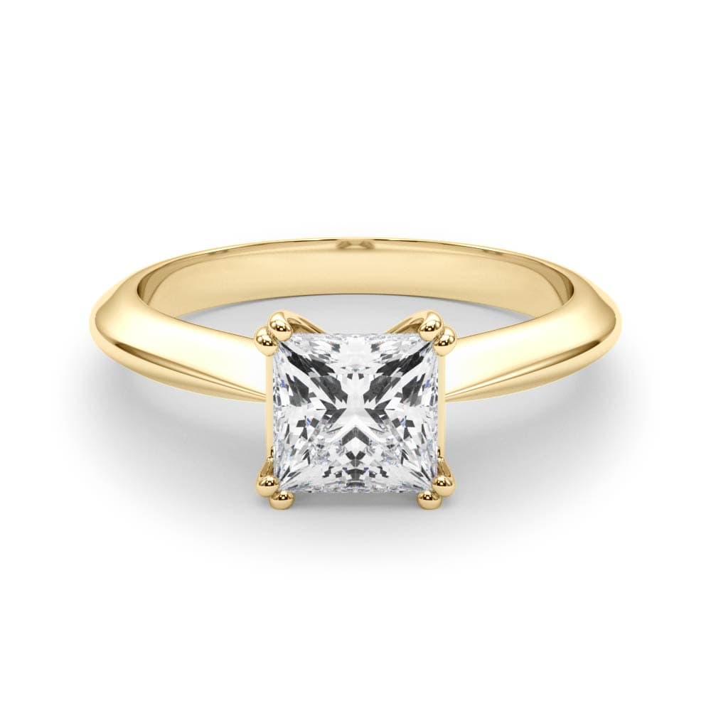 Double Prong Princess-Cut Engagement Ring, style 84958, On hand view in yellow gold