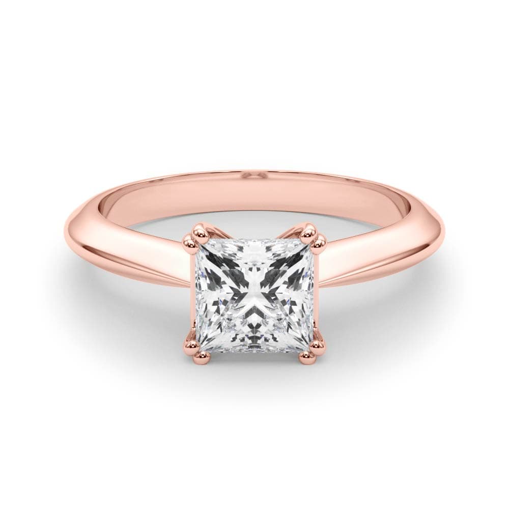 Double Prong Princess-Cut Engagement Ring, style 84958, On hand view in rose gold