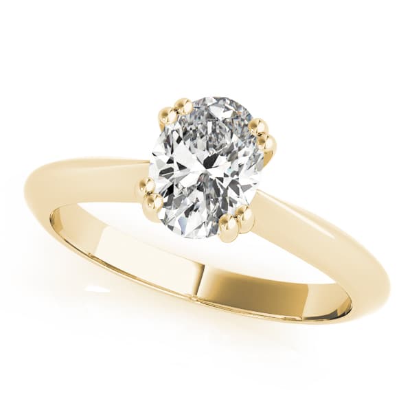 Double Prong Ov Engagement Ring, style 84959, Front view in yellow gold