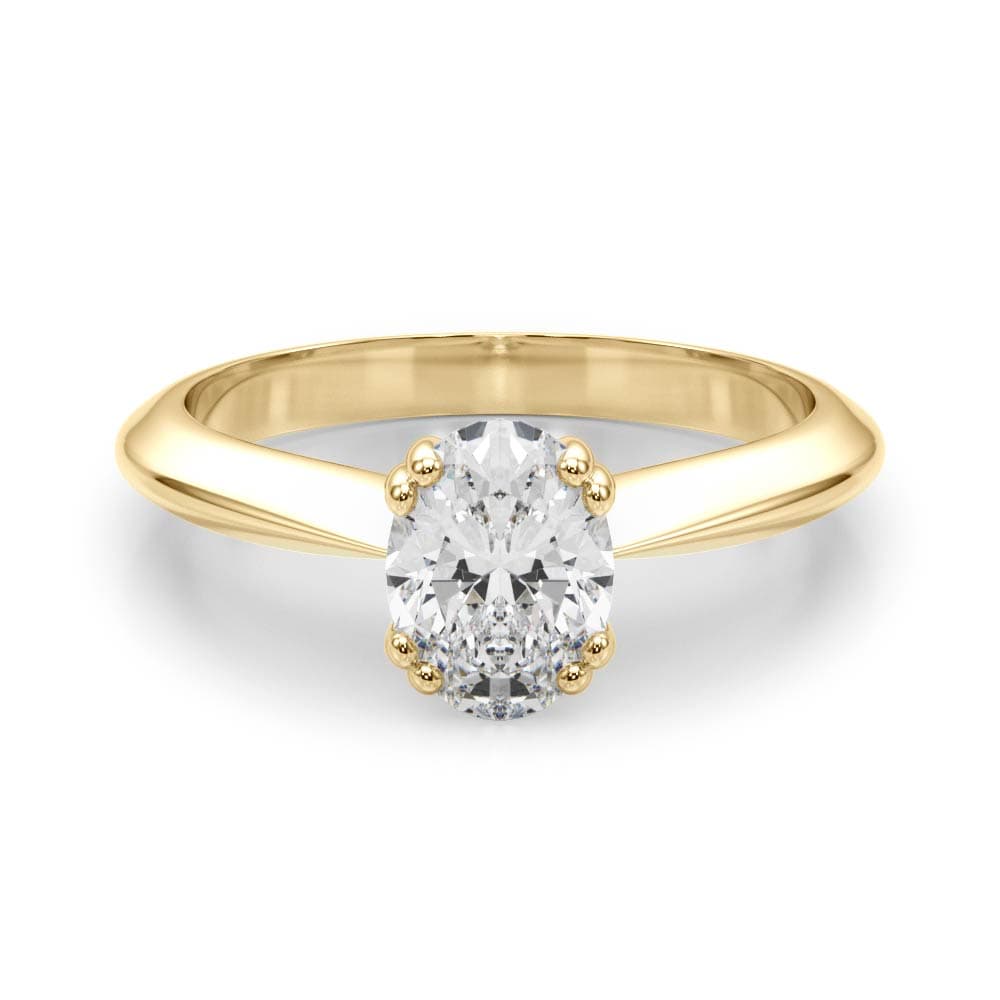 Double Prong Ov Engagement Ring, style 84959, On hand view in yellow gold