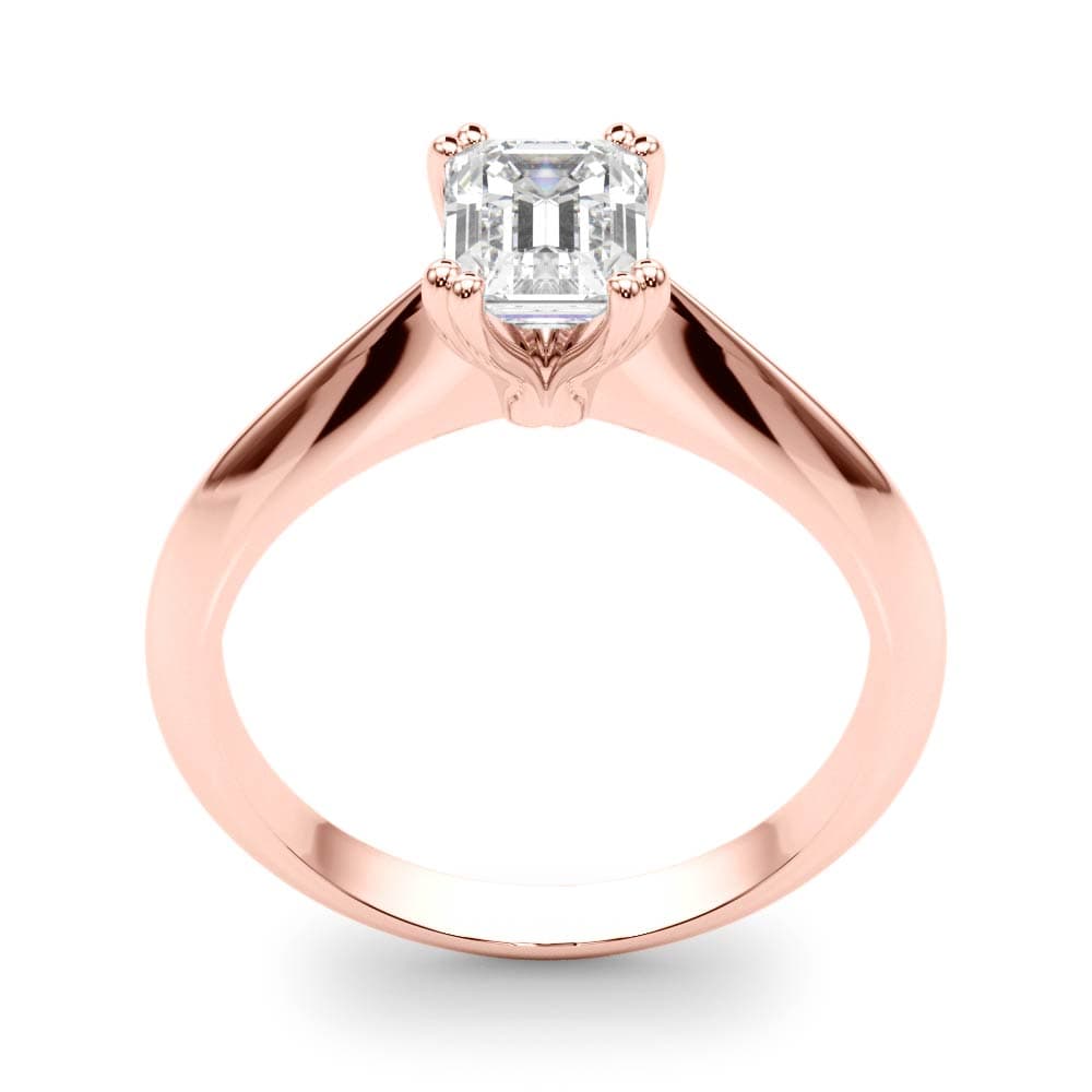 Double Prong Solitaire Engagement Ring, style 84960, Top view in rose gold