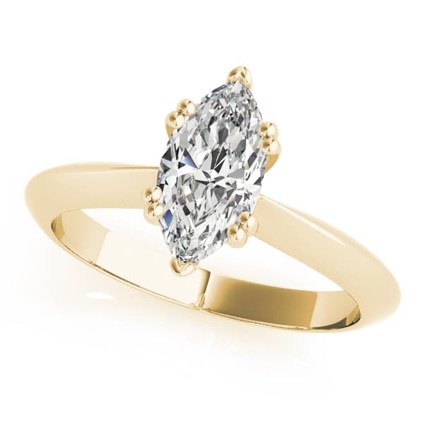 Double Prong Marquise Engagement Ring, style 84961, Front view in yellow gold
