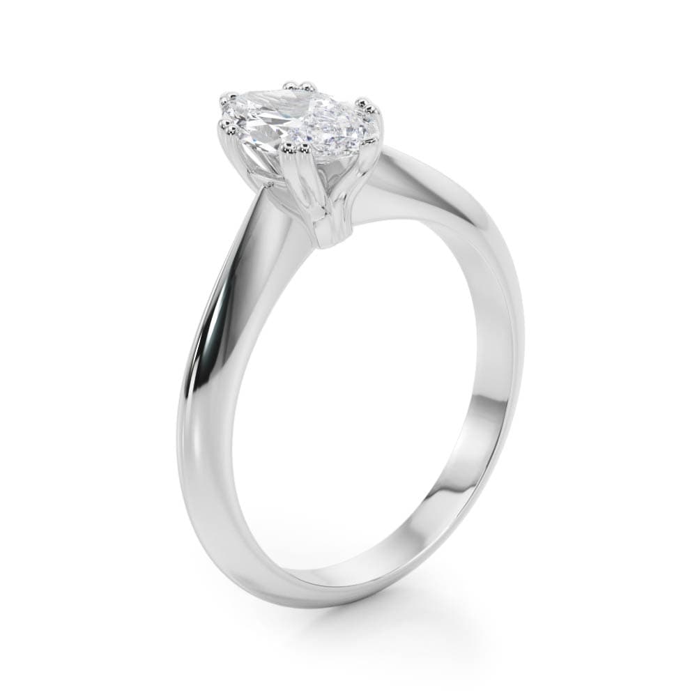 Double Prong Marquise Engagement Ring, style 84961, Angle view in white gold or platinum