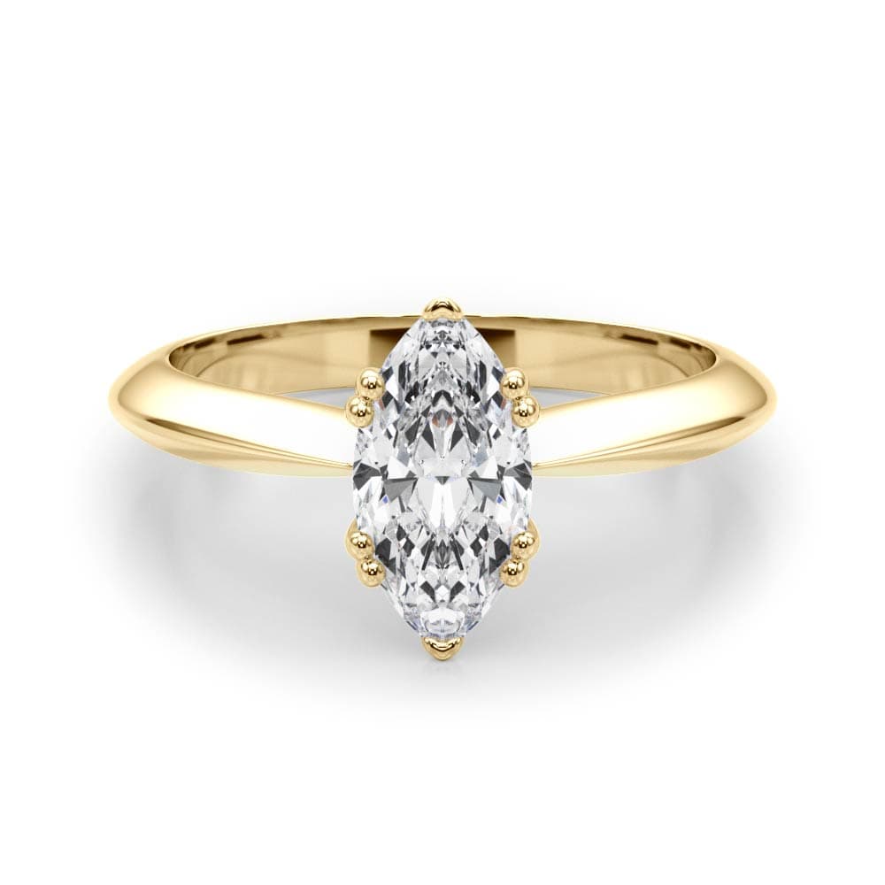 Double Prong Marquise Engagement Ring, style 84961, On hand view in yellow gold