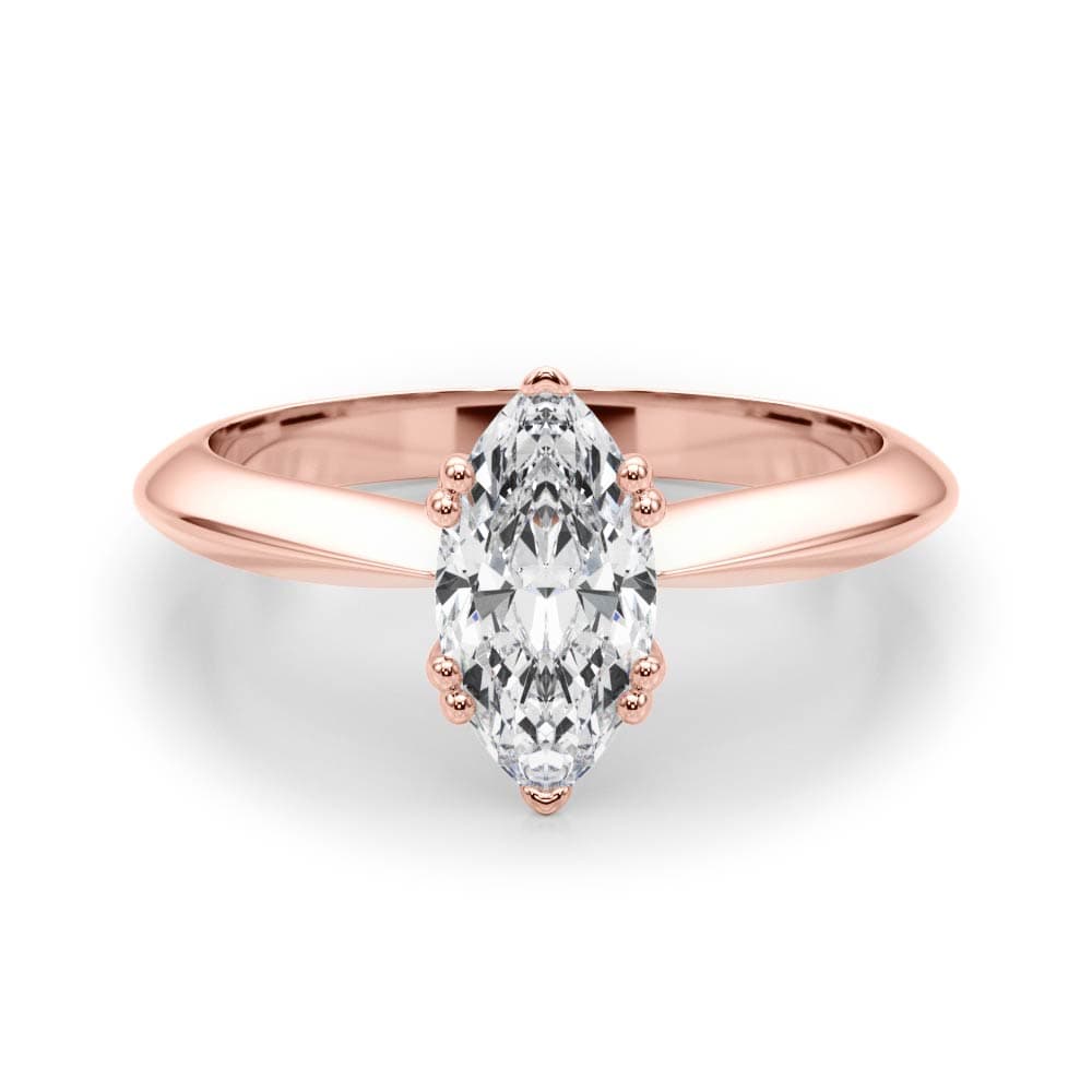 Double Prong Marquise Engagement Ring, style 84961, On hand view in rose gold