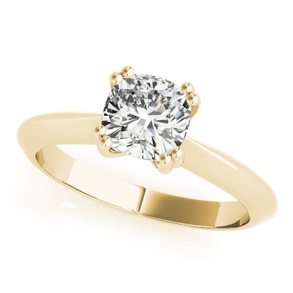 Double Prong Cu Engagement Ring, style 84962, Front view in yellow gold